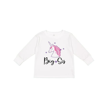 

Inktastic Big Sis Unicorn Girls Sister Announcement Girls Long Sleeve Toddler T-Shirt