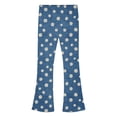 thumbnail image 5 of HAOTAGS Girls Denim Flared Pants – Soft Stretchy Floral-Print Casual Loose Trousers Blue Size 2T, 5 of 9