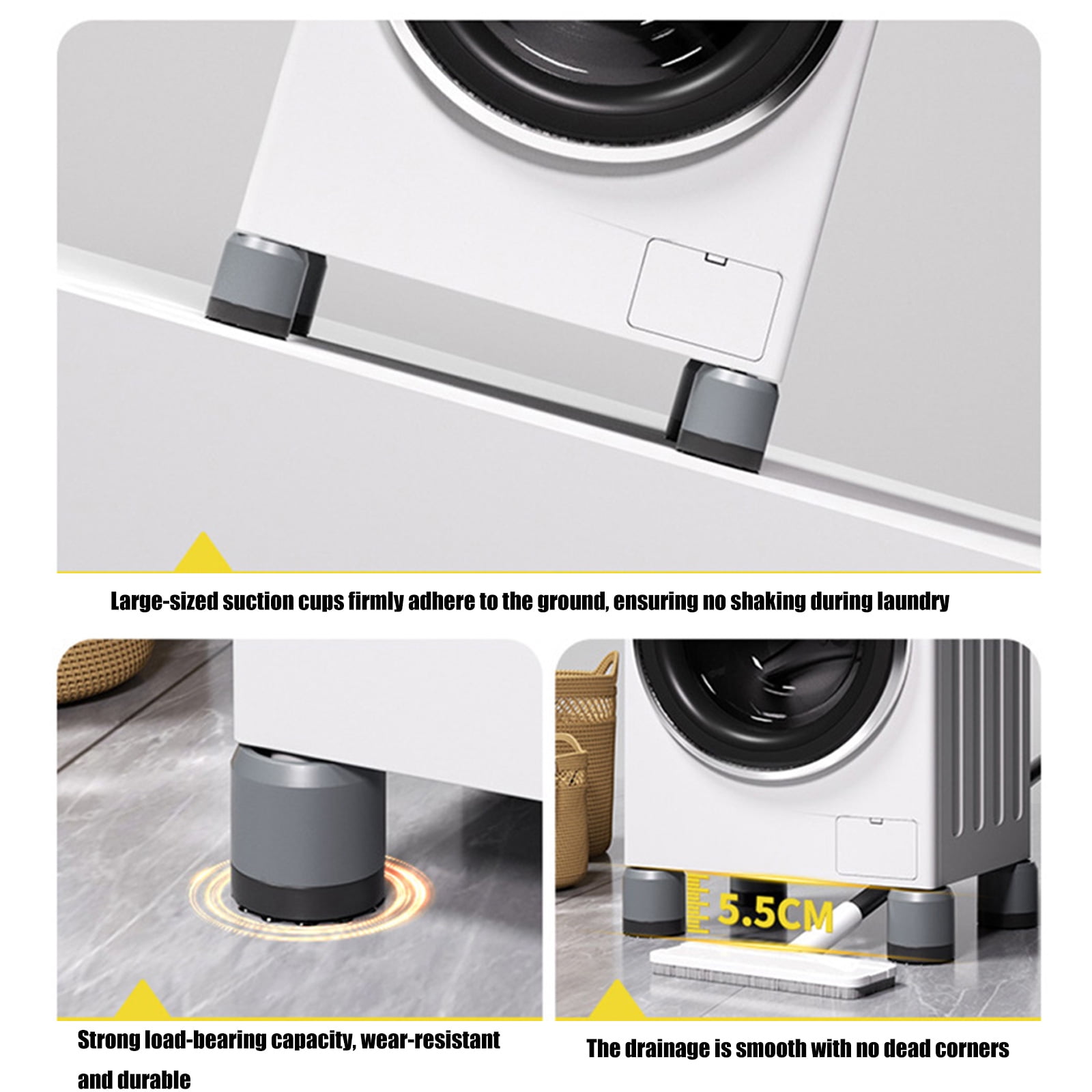 8Pieces Nonslip Plastic Pads for Washers and Appliances to Minimizing Vibrations and Protect Surfaces from Damage