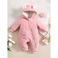 thumbnail image 3 of WIBACKER 3-24M Infant Hooded Thick Romper Long Sleeve Zipper Fleece Warm Winter Coat for Baby Toddler Boys Girls, 3 of 9