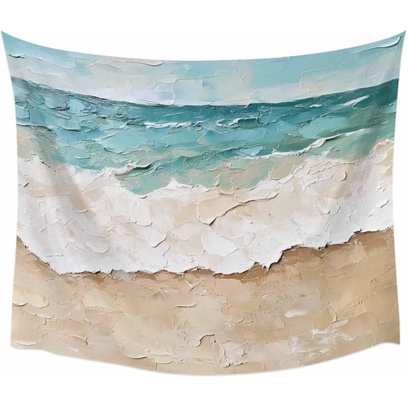 Abstract Beach Waves Wall Tapestry Retro Watercolor Blue Ocean Wall Hanging for Bedroom Living Room Dorm Backdrop Home Decor 90x60 Inch