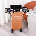 thumbnail image 4 of 4 in 1 Rolling Makeup Train Case, Professional Aluminum Makeup Travel Organizer Cosmetic Case, Cosmetology Caboodle Case on 360° Wheels, Beauty Storage Luggage Lockable(Rose Gold), 4 of 17