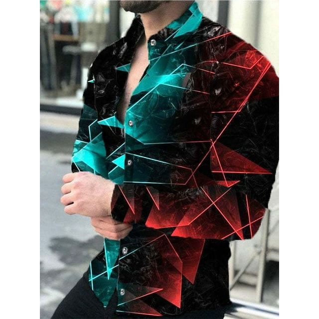 Camisas con gráficos tridimensionales, camisas de moda para hombre, camisas hawaianas de manga larga, blusas de playa cubanas, ropa para hombre, camisas masculinas