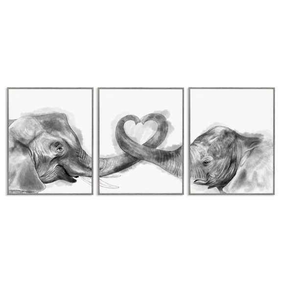 Stupell Industries Elephant Trunk Heart Jungle Animal Illustration Designed by Daphne Polselli
