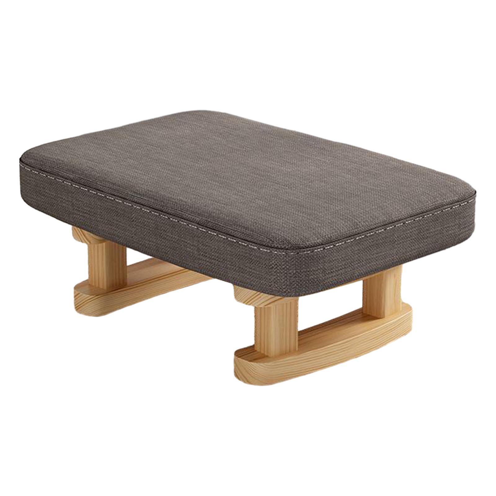 Foot Rest with Wooden Legs Small Ottoman, Multifunctional, Decorative Rectangle Step Stool Padded Foot Stool for Guest Room Bedroom Couch dark gray