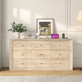 thumbnail image 5 of ANPOO 63" Wood Dresser with 9 Drawers & Charging Station, Long Dresser for Bedroom ,Modern Wood Wide Chest of Drawers with Wood Grain Texture for Bedroom, Living Room, Hallway, 5 of 7