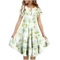 thumbnail image 1 of Zpanxa Robes Florales pour Filles Été Manches Courtes Manches Volantées Col Rond Imprimé de Fleurs Taille Poche Robe Superposée Polyester Spandex Multicolore 6-7 Ans, 1 of 5