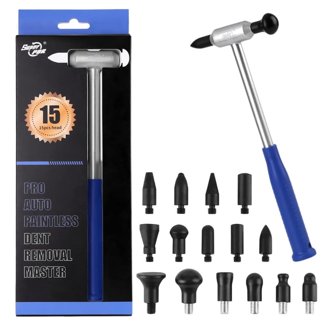 Set de Martillo para Reparación de Abolladuras Super PDR de Aluminio con 15 Cabezas
