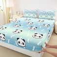 thumbnail image 3 of jejeloiu Cute Panda Twin Sheet Set,Zoo Animal Blue Green Ombre,Ultra Soft Decor For Kids,3-Piece, 3 of 7