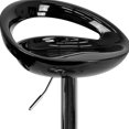 thumbnail image 3 of 2 Pk. Contemporary Black Plastic Adjustable Height Barstool with Rounded Cutout Back and Chrome Base, 3 of 9