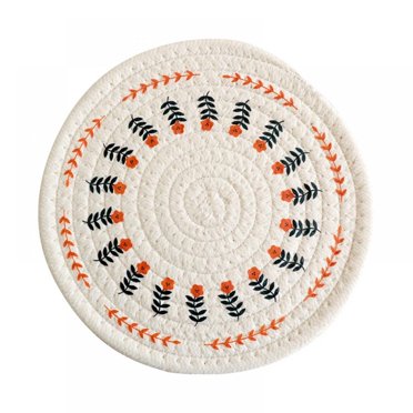 Round Placemats Heat-Resistant Stain Resistant Anti-Skid Washable Cotton Table Mats Placemats