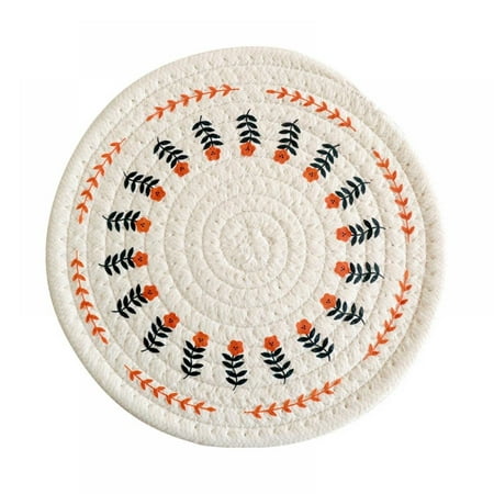

Round Placemats Heat-Resistant Stain Resistant Anti-Skid Washable Cotton Table Mats Placemats
