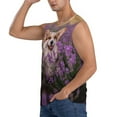 thumbnail image 3 of Lsque Dog in Lavender Flowers Print Men's Cotton Blend Sleeveless Muscle Shirts (S-3XL)- Moisture Wicking, Odor Protection, UPF 30+,3X-Large, 3 of 8
