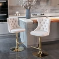 thumbnail image 1 of Swivel Velvet Barstools Adjusatble Seat Height from 25-33 Inch,Modern Upholstered Bar Stools with Backs Comfortable Tufted for Home Pub and Kitchen Island,Set of 2, 1 of 5