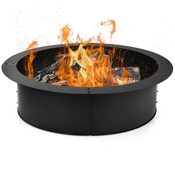 Gymax 36 Inch Round Steel Fire Pit Ring, In Ground Fire Pit Ring