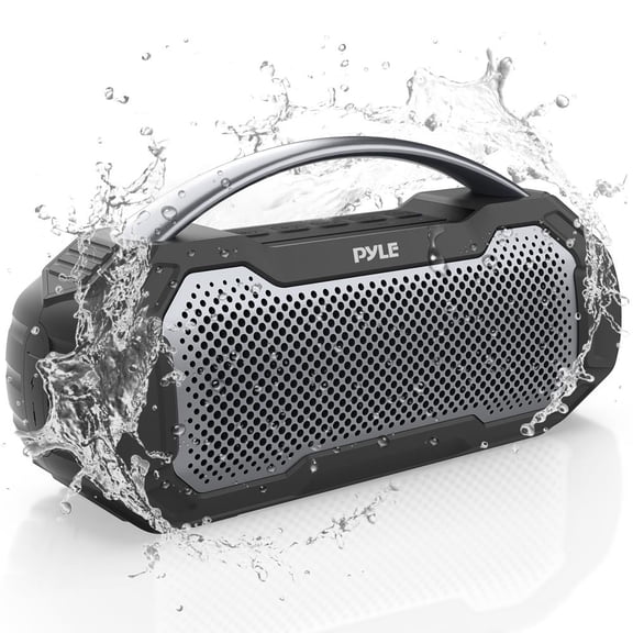 Pyle Portable Wireless BT Streaming Speaker - IPX6 Waterproof Wireless Speaker with TWS Function for Outdoor Play, Built-in Microphone