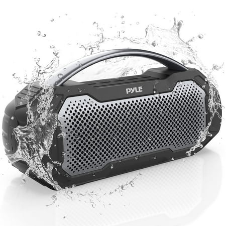 Pyle Portable Wireless BT Streaming Speaker - IPX6 Waterproof Wireless Speaker with TWS Function for Outdoor Play, Built-in Microphone
