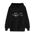 thumbnail image 4 of IROINNID Women's Long Sleeve Hoodie Mid-Length Leisure Christmas Print Pocket Sweatshirts Shirt Pullover, Black, 4 of 5
