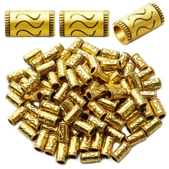 100pcs Antique Gold Column Spacer Beads Alloy Tibetan Spacers Tube Bead Spacers Loose Beads Charm Beads for DIY Bracelet Necklace Jewelry Crafts Making Finding,Hole: 3.6mm