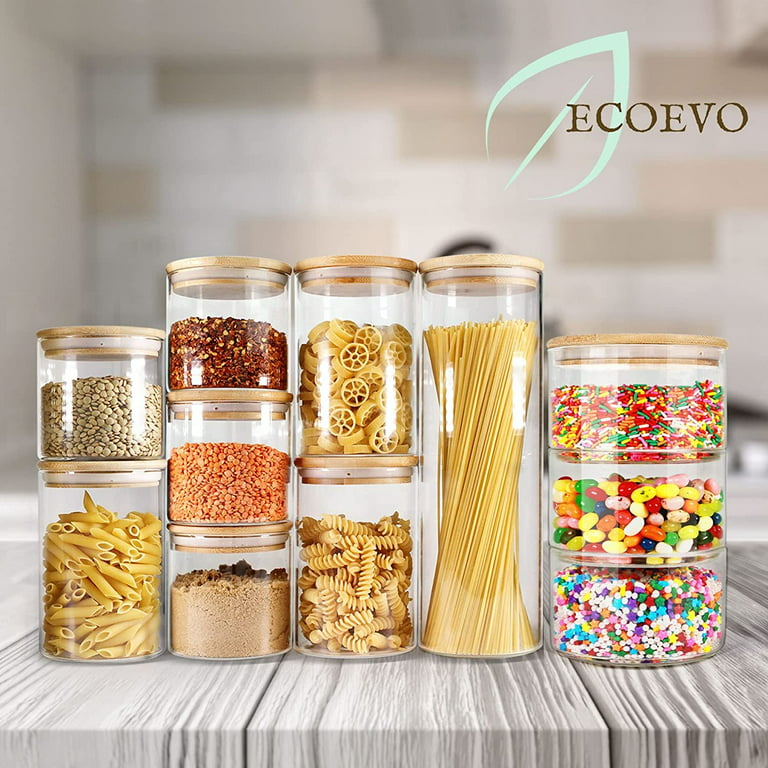 3Set Airtight Glass Jars with Bamboo Lids and Bamboo Spoons Decorative and  Durable Borosilicate Glass Canisters Hold Coffee Beans