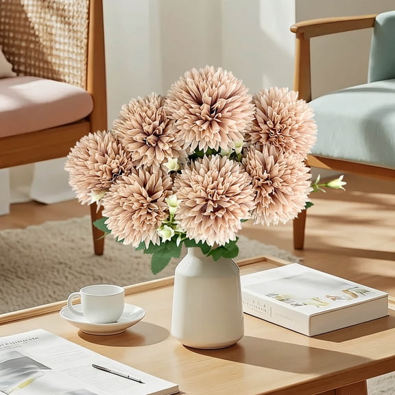 Artificial 7-Head Chrysanthemum Flower Bouquet - Stunning Silk Floral Arrangement for Wedding Decor and Banquet Table Centerpieces - Perfect for Romantic Events, Parties, and Celebrations