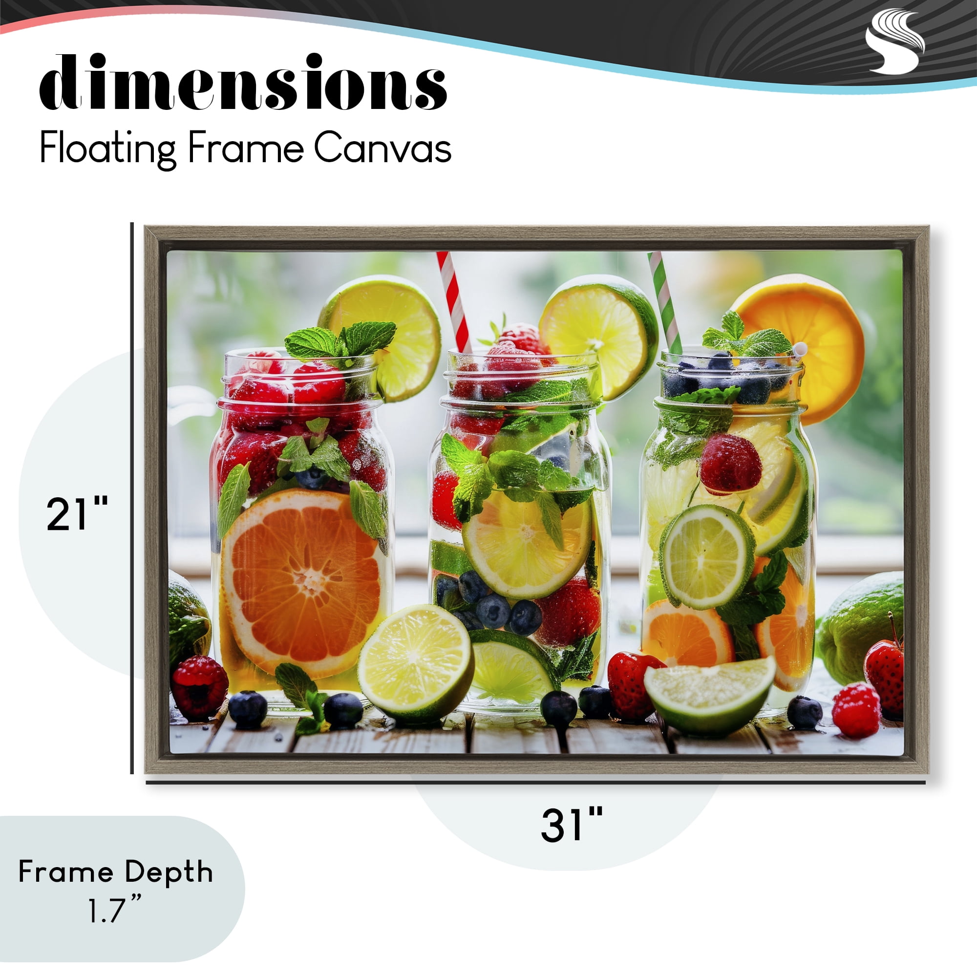 Stupell Industries Vibrant Citrus & Berry Infusion Brown Framed Floater Canvas Wall Art, design by Lazar Studio
