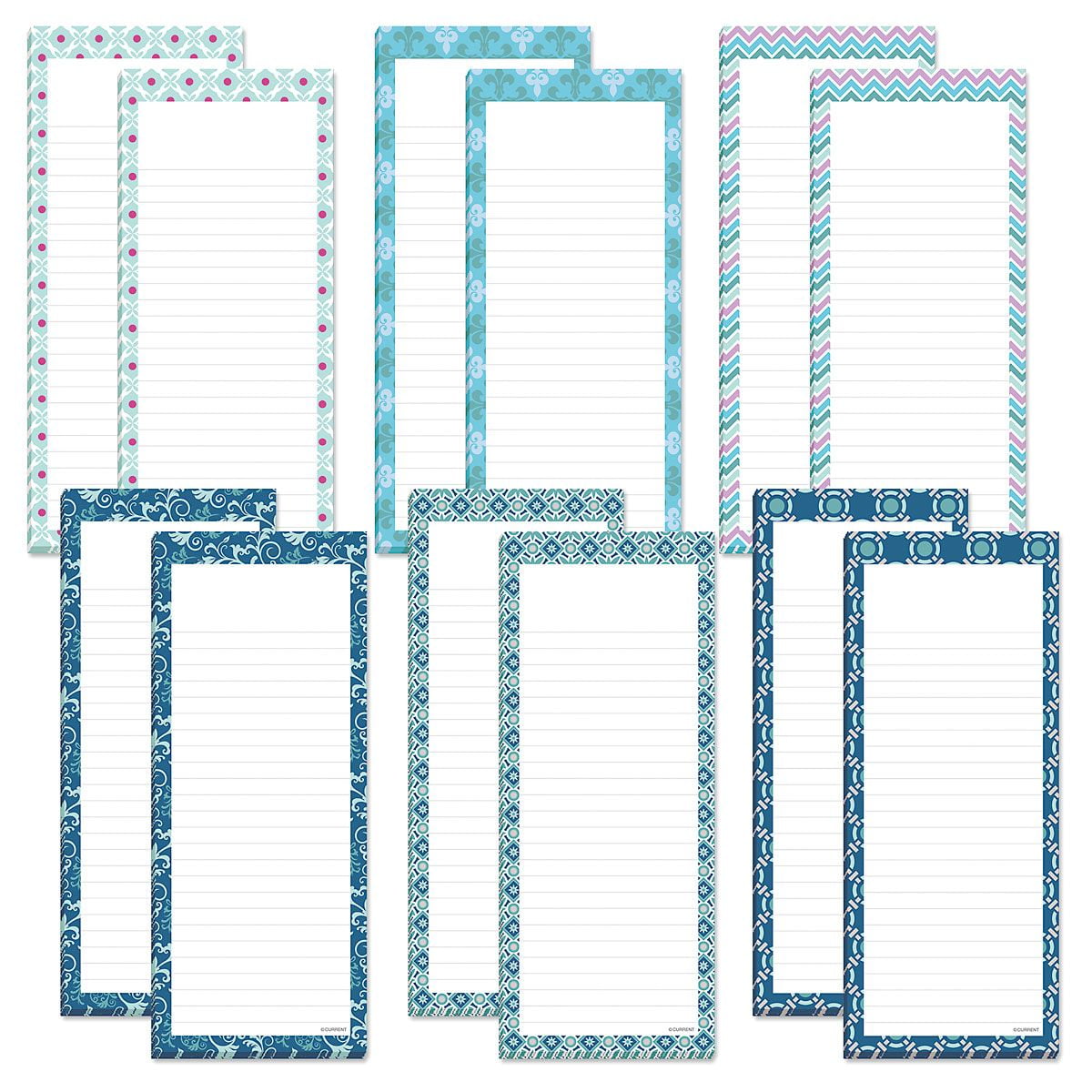 Cool Patterns Magnetic Notepads - Set of 6, 50-Sheet Pads