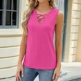 thumbnail image 5 of Summer Women Criss Cross Tank Tops V Neck Hollow Out Breathable Tees Casual Sleeveless Shirts (L, Hot Pink), 5 of 6