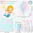 thumbnail image 6 of 144 Pcs Mermaid Party Supplies Mermaids Themed Party Decorations Under the Sea Party Tableware Includes Plates Napkins Cups Plastic Spoons Fork Knives for Baby Shower Birthday Party (Elegant Style), 6 of 6