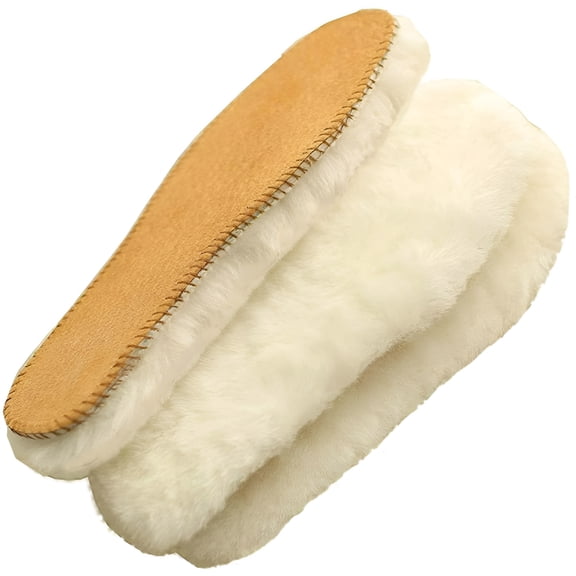 TELOLY Wool Insoles Sheepskin Shoe Inserts Replacement Universal for Women Men Cozy Boots