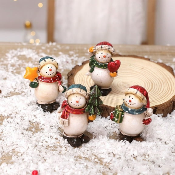 4 Piece LED Santa Snowman Tabletop Set - 3 Inch PVC Christmas Decor with Light Up Figures Multicolor