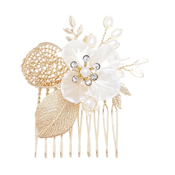 Elegant Wedding Hair Combs Pearl Bridal Accessories with Rhinestone Flower Design for Exquisite Hair Styling