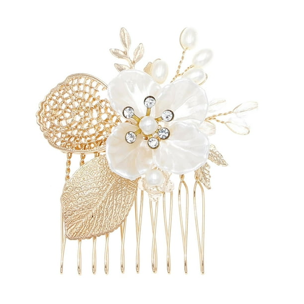Boda peines del pelo de imitación de perlas accesorios para el cabello accesorios para el cabello peine lateral flor de diamantes de imitación de perlas clip de pelo de novia
