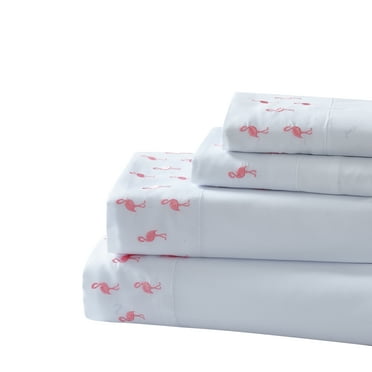 Montego Bay Flamingo 4-piece Embroidered Sheet Set Queen