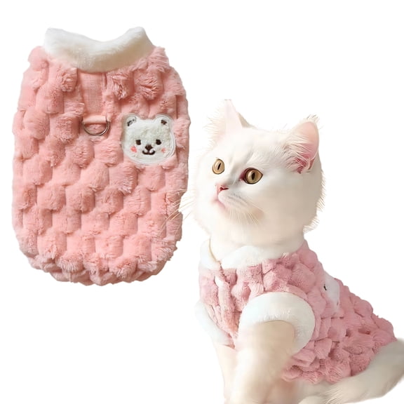 TELOLY 2026 New Kitten Clothes,Coral Fleece Dog Sweaters for Small Dogs Girl for 1.10-2.20 Lbs Kittens and Puppies,Autumn/Winter Fur-Proof Vest Dog Sweater,Pink,S