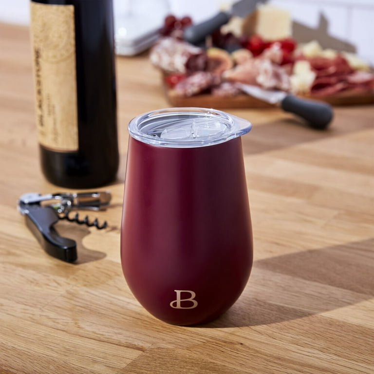 Beautiful 12oz Double Wall Stainless Steel Wine Tumbler, Color Merlot