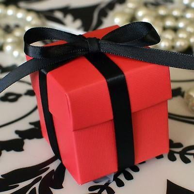 10 Berry Red Favor Box with Lid Wedding Baby Shower Container Birthday Party