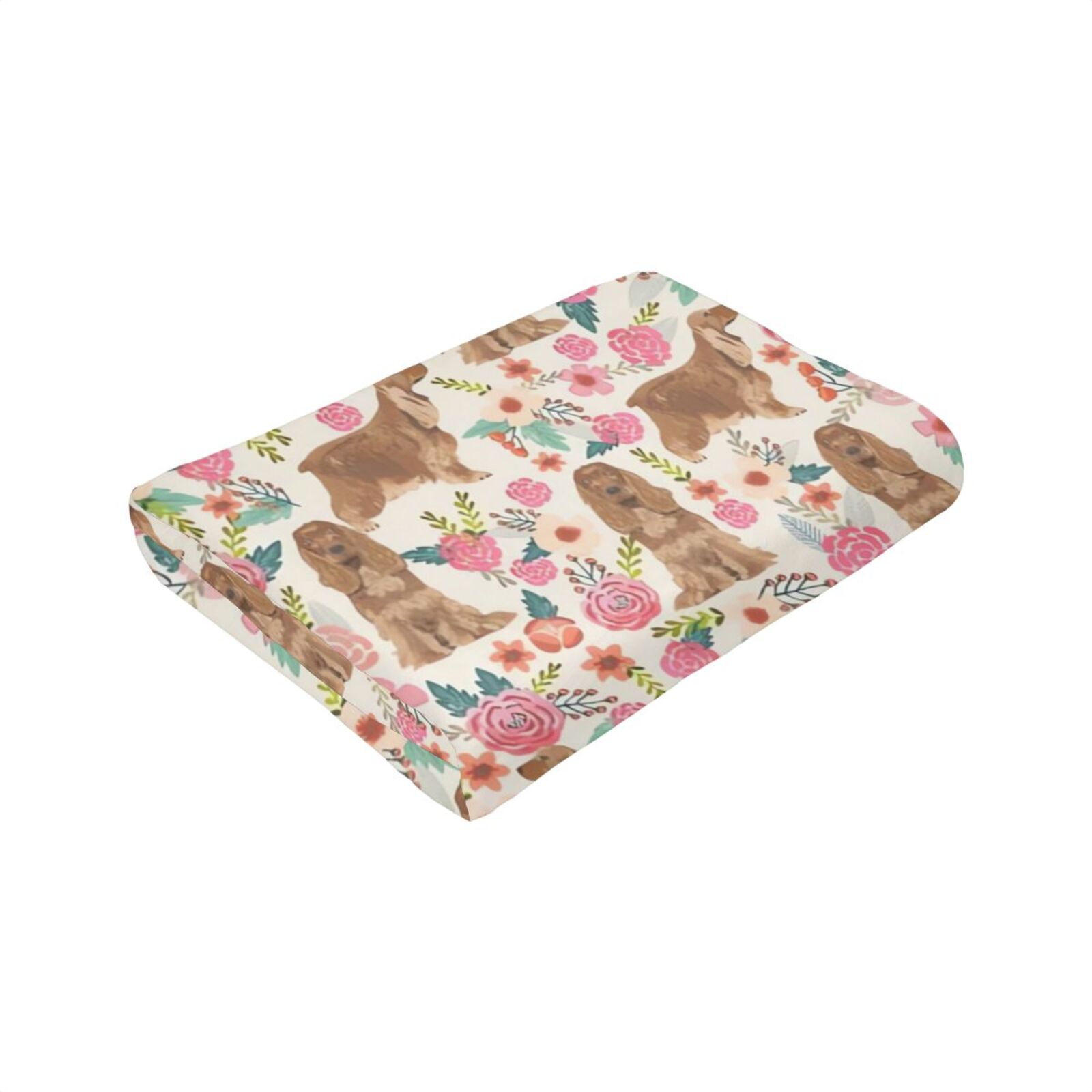 Wijzvio Spaniel Dogs Lovers Flower Floral Throw Blanket Soft Fuzzy Fleece Blanket For Couch Bed Living Room Decoration 80"X60"