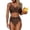 Coffee, variant on Womens Solid 2 Piece Bathing Suit Wireless V Neck Padded Bikini and Bottom Swimsuit Set