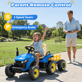 thumbnail image 6 of TOKTOO 24V Powered Ride on Tractor Max 4.3Mph w/ EVA Tires, Tippable Trailer, Remote Control, Tractor Ride on Toy for Kids- Blue, 6 of 9