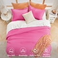 thumbnail image 4 of Sasttie Full Comforter Set Hot Pink, 3 Piece Solid Bedding for All Seasons, Soft and Breathable Down Alternative Bed Set with 2 Pillowshams, 4 of 9