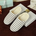 thumbnail image 4 of FAMTKT Women's Cotton Slippers, Women Men Warm Striped Slipper Indoors&nbsp;Anti-Slip Winter House Shoes, Warm Soft-Soled Slippers, 4 of 8