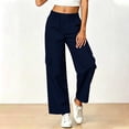 thumbnail image 4 of Bxsruta Women's Cargo Pants Wide Leg Relaxed Fit Cropped Trousers Casual Summer Everyday Wear, 4 of 5