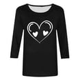 thumbnail image 4 of Ailaofu T-Shirts de la Saint-Valentin à Manches 3/4 Col Rond pour Femmes avec Imprimé Cœur Graphique, 4 of 5
