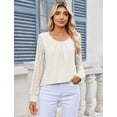 thumbnail image 4 of Weardear Women's Lace Long Sleeve Tops Crew Neck Pleated Tunic Top Business Work Dressy Blouses, 4 of 8