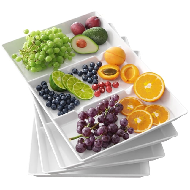 Bandeja para servir Lifewit, dividida, 15 x 10 unidades, plástico, 4 unidades, blanca