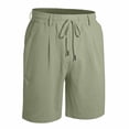 thumbnail image 7 of biudgviw Mens Linen Shorts Elastic Waist Drawstring Casual Shorts Lightweight Pleated Summer Beach Shorts with Pockets, 7 of 7