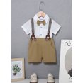 thumbnail image 5 of CARETOO Toddler Boy Outfit Clothes Suit Dress Shirt Bowtie Suspender Pants Kid Outfits Cotton Fabric, 5 of 15