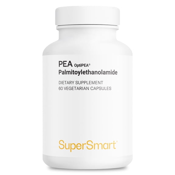 SuperSmart - 99% PEA Supplement 1200 mg per Day (Patented) - OptiPEA PalmitoylEthanolAmide | Non-GMO & Gluten Free - 60 Vegetarian Capsules
