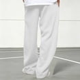 thumbnail image 6 of Men's Cargo Wide Leg Sweatpants with Pockets Classic Drawstring Waist Loose Straight Trousers, Soft Knit Casual Daily Sports Pants White XXL, 6 of 8